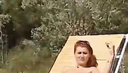 3 guys screwed a blonde inside all holes on the beach