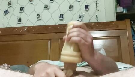 stroking my cock and playing with my nipples