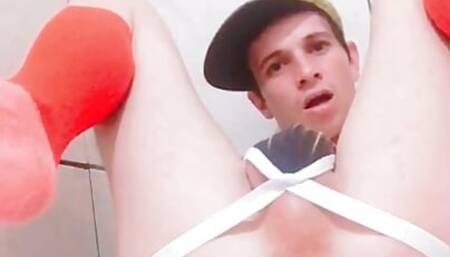 White boy playing with his ass