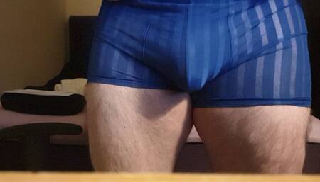 Blue undies bulge and Cock