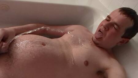 Mild watersport in the bath pt 2 - guy talks to the camera before peeing on himself in the bath tub