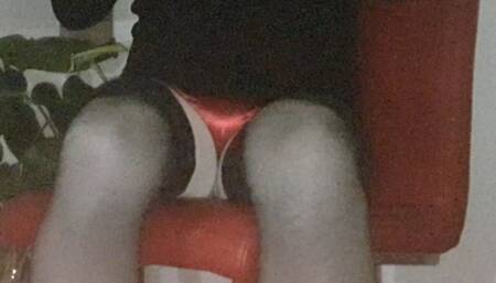 Waiting room red panty tease