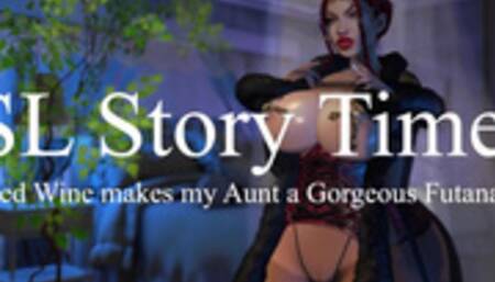 Second life - Red wine makes my stepaunt a Beautiful Futanari