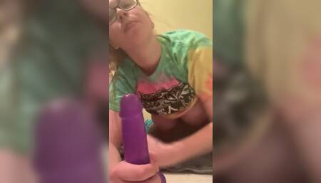 Sucking My Purple Dildo