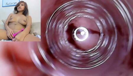 2 Hours of Endoscope Pussy Cam footage of Creampie on Period with Red Pussy after blowjob and fuck