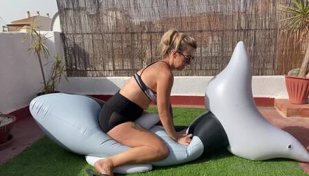 Deflating my whale inflatable but bouncing and dry humping