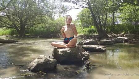 Enjoying the sun and showing some skin on the creek ????