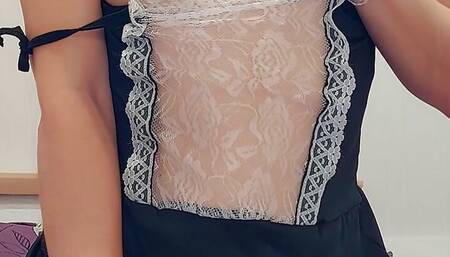 Today I am your sexy maid who caresses her pussy with her fingers
