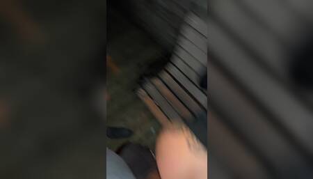 Sneaky public bench suck and fuck