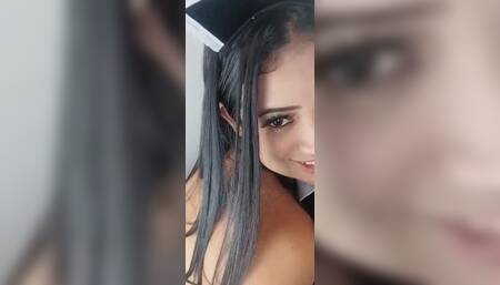 Jumping on a very wet dildo