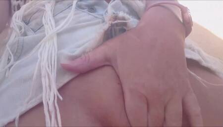 fingering in a short denim skirt selfshot selfie