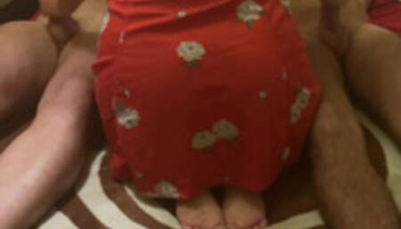 Amateur THREESOME with my HOT BLONDE WIFE and 1 FRIEND- In our BED