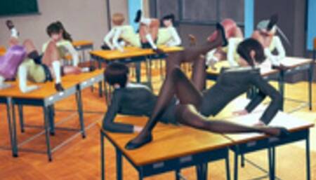 6 SchoolGirls & 2 Teachers Tribbing Orgy