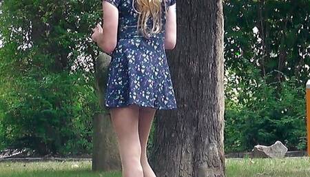 Crossdresser Sissy In Short Dress in public