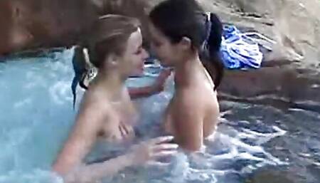 Petite lesbian teens lick each other out