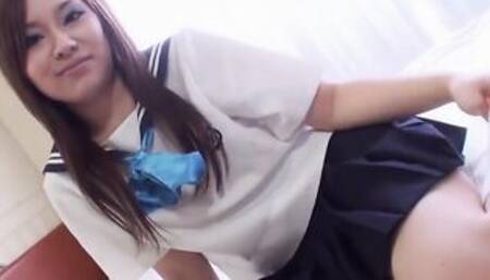 A tiny school girl loves to eat cum