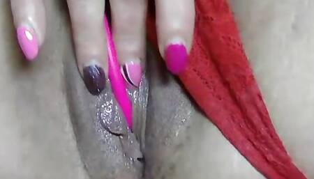 Wet pussy massage through panties