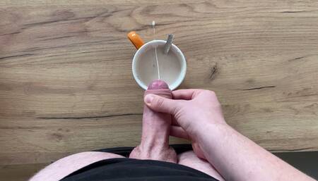 Stepmom wants a creamy coffee so I jerked in it for her