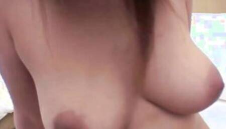 Uncensored huge tit and hairy Japanese college school cunt with mouth foreplay