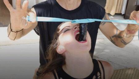 Stunning Sangini sucks penis gag in predicament bondage (FHD)