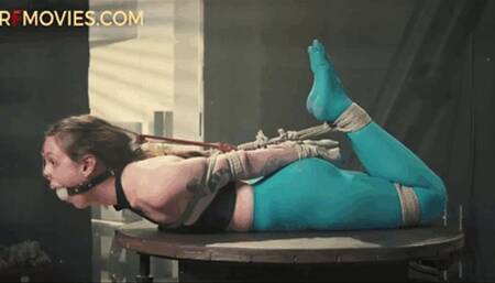 Stacy is my bondage toy now - Hogtie on the turntable with taped hands (FULL HD MP4)