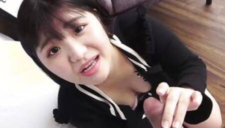 Cute and chubby Japanese convenience store worker Madoka Watanabe in first porno - sucking dick, spreading her cunt to gotten