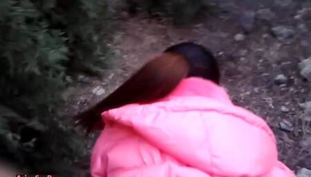 In the woods, I took off my girlfriend's pants and started fucking her