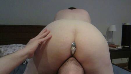 Wife getting pussy eaten and doggystyle with shiny butt plug