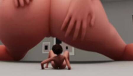 Гигантская милфа пожирает киской девушку мульт