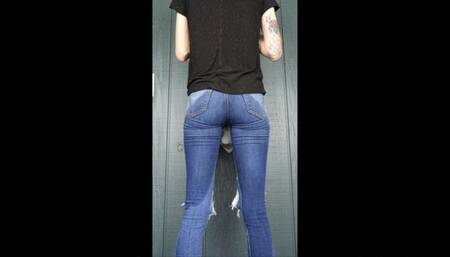 Wetting Jeans Dildo Grind