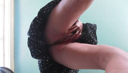 Slim beauty will show what's under her skirt