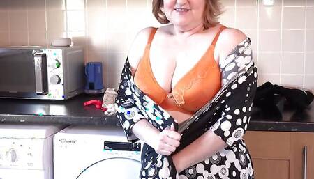 AuntJudysXXX - Your 58yo Curvy Mature Housewife Mrs. Kugar Sucks Your Cock in the Laundry Room (POV)