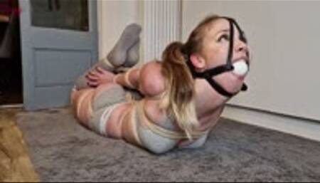 Lil Missy UK in Tight Hogtie With Harness Gag