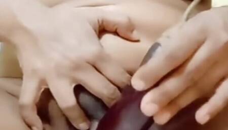 Tamil desi vintha solo Masturbation in Brinjal fruit