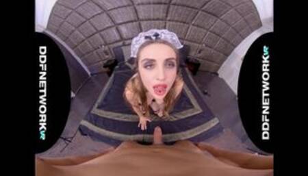 French VR Maid Lena Reif Lets you Fuck her Clean-shaved Wet Pussy in POV