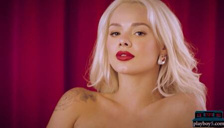 Amazing blonde Elsa Jean bed of roses