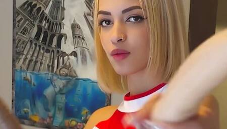 Naughty Blonde Cheerleader Shiva Zumi Rides Big Black Dildo