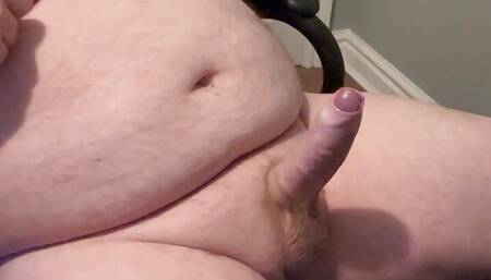 Big belly and working my rock hard cock