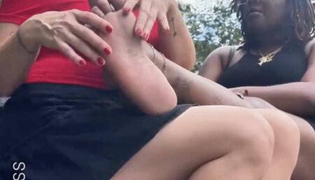 'Double FootGoddess dream' watch me caress YourChocolateGoddess' soft soles, milf feet