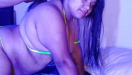 YOU FUCK ME RICH!! Rich BBW Latina Moans While Doggystyle with Her Big Wet Pussy - Wears Rich Neon Lingerie