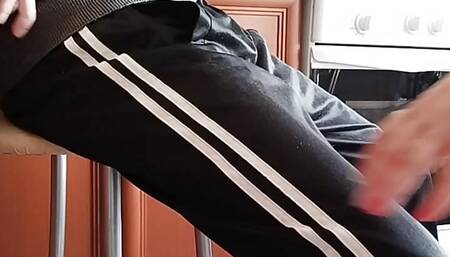 naked fat girl jerks off my cock to a cumshot in the kitchen