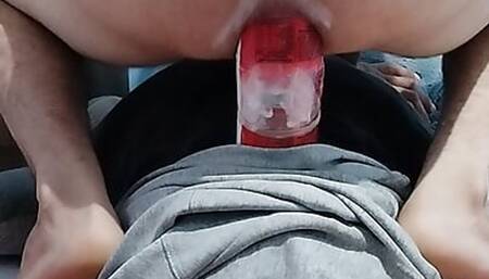 riding with my ass on a huge dildo