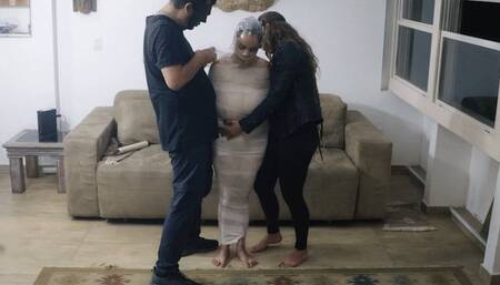 Mummifying Natasha with white tape! (FULL VIDEO)