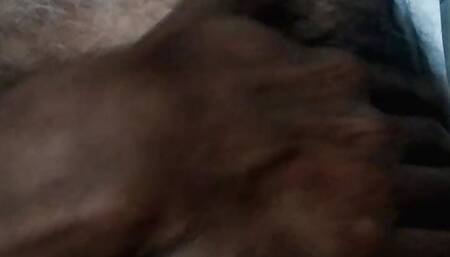 In the night bed on nipple and dick play