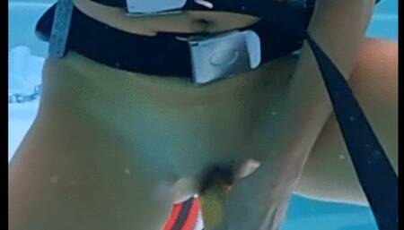 Carissa doing yoga on the dock at the clothing-optional resort in bra and sheer panties