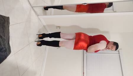 Sexy Maddy in a RED hot dress