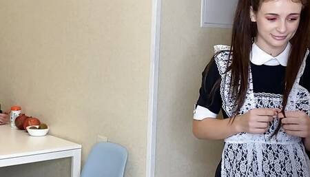 schoolgirl fucks with her classmate's stepfather