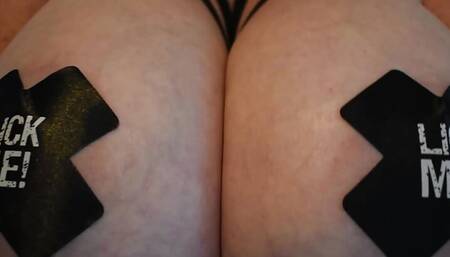 DDD Tits Wearing Sexy Pasties with a Special Message for You!