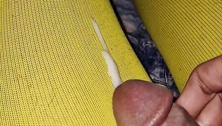 Cuming in slow motion on my yellow stockings