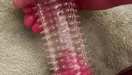 Old man uses stroker. Intense cum.